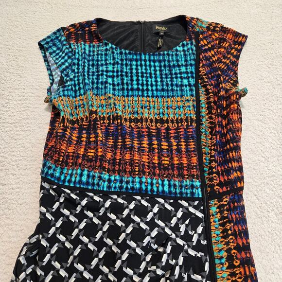 Laundry Shelli Segal Zipper Front Dress Sz10 Bodycon Multicolor Office Siren - Picture 2 of 10